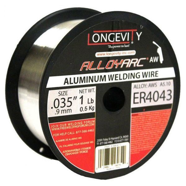 Longevity ALLOY-ARC ER4043 Welding Wire: 0.035"(0.9mm), 1Lb Spool 880475